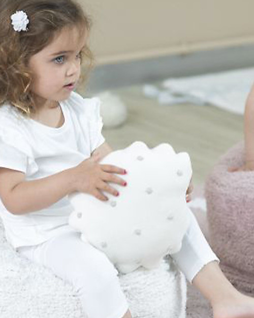 Lorena Canals Cuscino Lavorato a Maglia Biscotto Rotondo, Avorio - 25x25 cm Cuscini Arredo