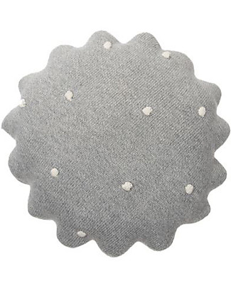 Lorena Canals Cuscino Lavorato a Maglia Biscotto Rotondo, Grigio - 25x25 cm Cuscini Arredo