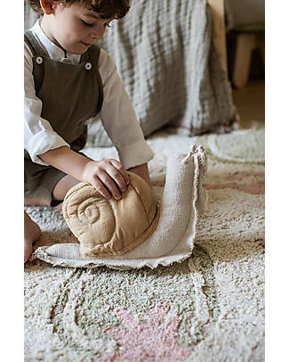 Lorena Canals Cuscino Lazy Snail - Fantasy Garden - Miele - Cotone GOTS - (22x40 cm) Pouf