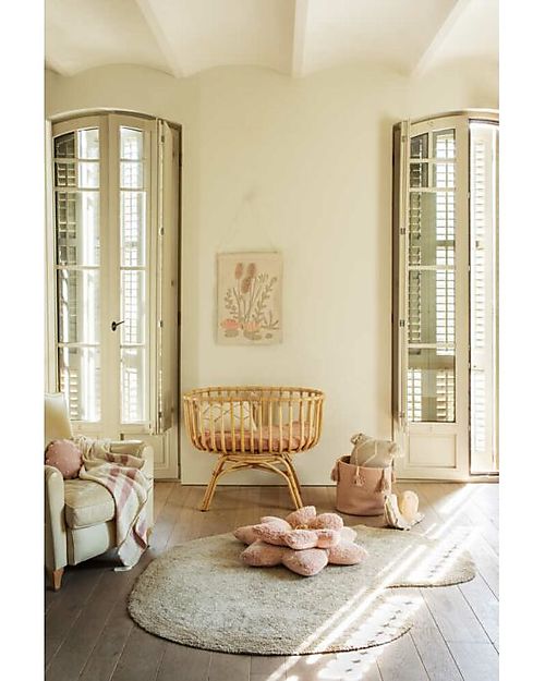 Lorena Canals Cuscino Lazy Snail - Fantasy Garden - Miele - Cotone GOTS - (22x40 cm) Pouf