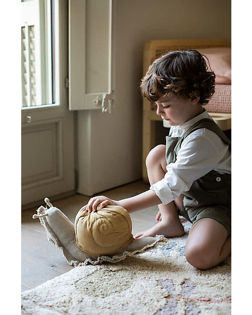 Lorena Canals Cuscino Lazy Snail - Fantasy Garden - Miele - Cotone GOTS - (22x40 cm) Pouf