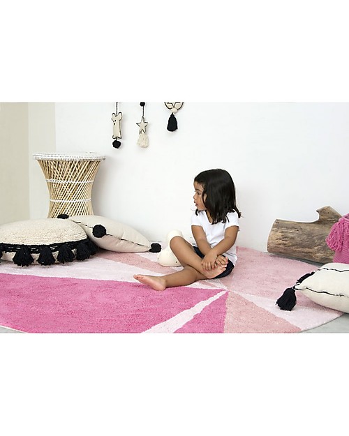 Lorena Canals Cuscino Quadrato con Bordo Nero, Beige - 100% cotone (40X40 cm) Materassi