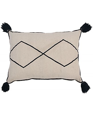 Lorena Canals Cuscino Rettangolare con Pompon Bereber - 100% cotone (55x40 cm) Materassi