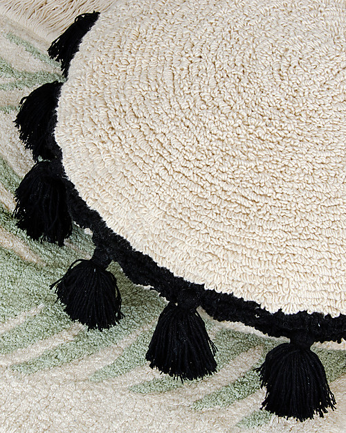 Lorena Canals Cuscino Tondo Lavabile, Naturale/Nero - 48 cm diametro Cuscini Arredo