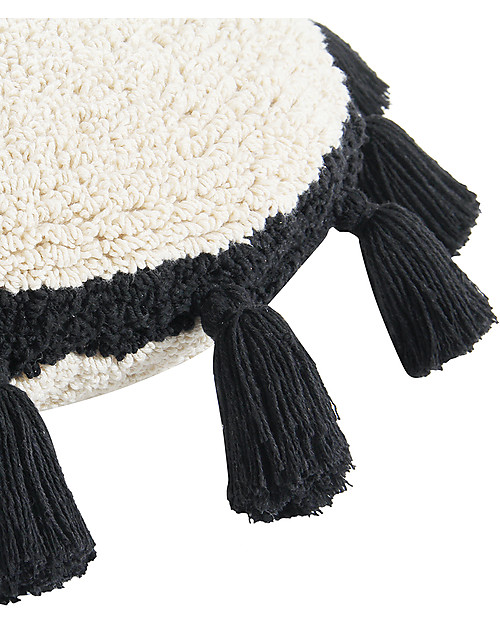 Lorena Canals Cuscino Tondo Lavabile, Naturale/Nero - 48 cm diametro Cuscini Arredo