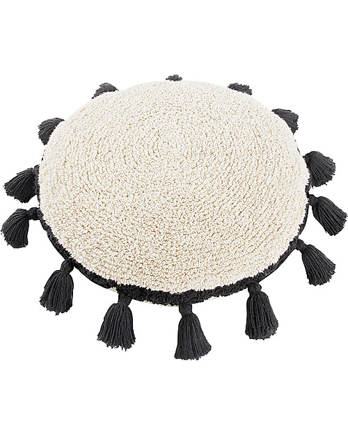 Lorena Canals Cuscino Tondo Lavabile, Naturale/Nero - 48 cm diametro Cuscini Arredo