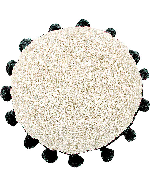 Lorena Canals Cuscino Tondo Lavabile, Naturale/Nero - 48 cm diametro Cuscini Arredo