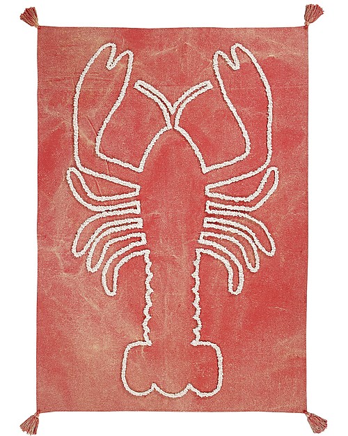 Lorena Canals Decorazione da Parete Aragosta Gigante, Rosso Mattone - 140x200 cm - 100% cotone Decorazioni da Parete