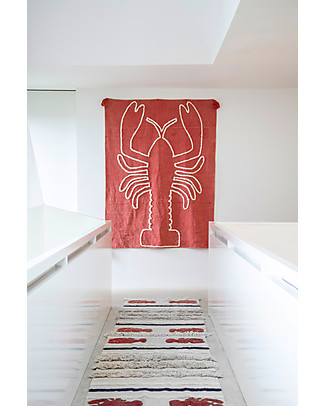 Lorena Canals Decorazione da Parete Aragosta Gigante, Rosso Mattone - 140x200 cm - 100% cotone Decorazioni