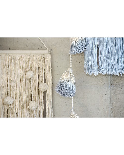 Lorena Canals Ghirlanda da Parete con PonPon Tie-Dye, Azzurro Chiaro - 100% cotone Decorazioni da Parete
