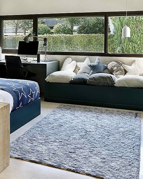 Lorena Canals Grande Tappeto Lavabile Mix - Sfumature di Blu e Grigio - 100% Cotone (140 x 200 cm) Tappeti Arredo