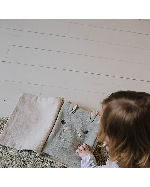 Lorena Canals Libro Sensoriale in Stoffa - Tema Animali - Cotone Bio - New Green Toys Collection Giochi Sensoriali_