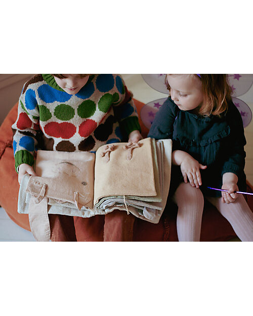 Lorena Canals Libro Sensoriale in Stoffa - Tema Animali - Cotone Bio - New Green Toys Collection Giochi Sensoriali_