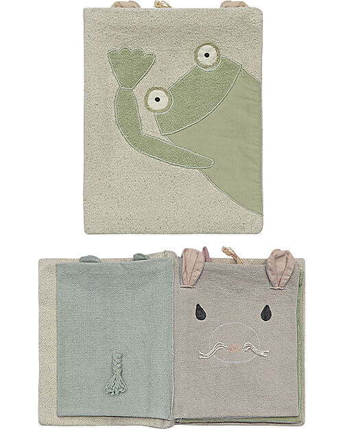 Lorena Canals Libro Sensoriale in Stoffa - Tema Animali - Cotone Bio - New Green Toys Collection Giochi Sensoriali_