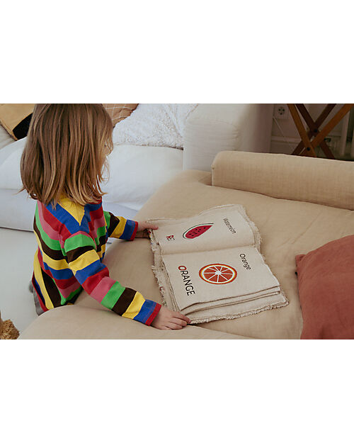 Lorena Canals Libro Sensoriale in Stoffa - Tema Colori - Cotone Bio - New Green Toys Collection Giochi Sensoriali_