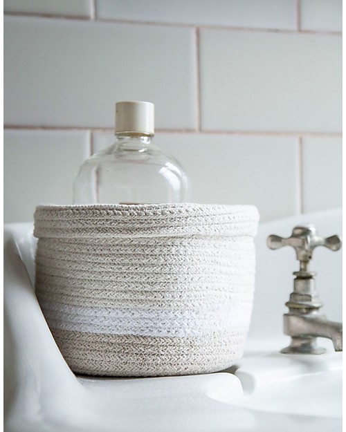 Lorena Canals Mini Cesto Portaoggetti Tricolore, Avorio - Fatto a mano (15x15 cm) Contenitori Portaoggetti