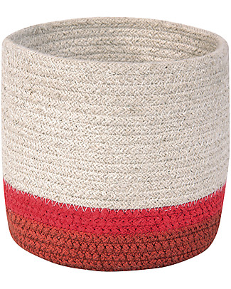 Lorena Canals Mini Cotton Basket Tricolor, Natural - Hand-made (15x15 cm) Toy Storage Boxes