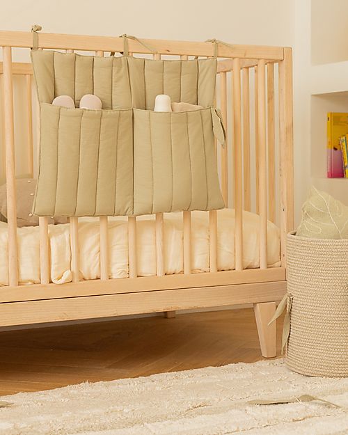 Organizer Portaoggetti in Cotone da Appendere al Lettino Beige