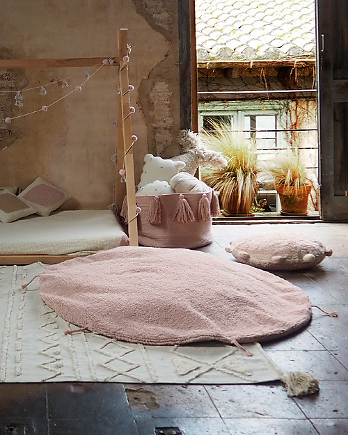 Lorena Canals Pouf e Tappeto 2 in 1 Lou - Rosa Vintage - Diametro 120 cm Tappeti Arredo