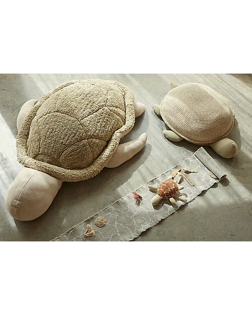 Lorena Canals Pouf Mrs.Turtle - Verde Oliva - Cotone - Sea Wonders Collection - 20 x 115 x 85 cm Pouf