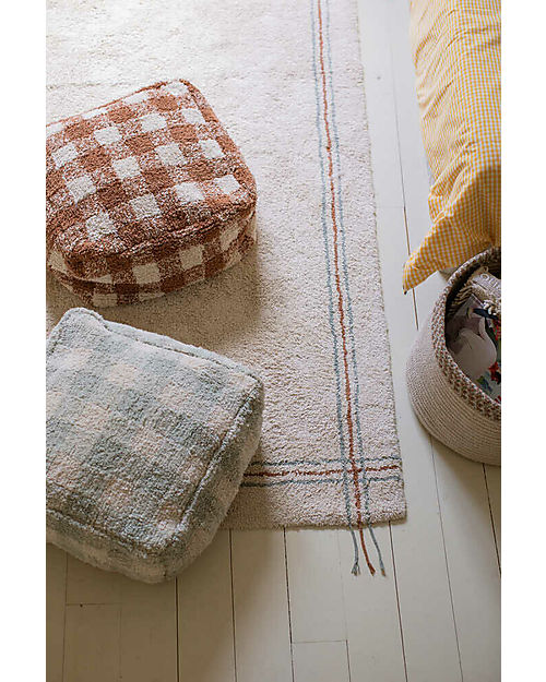 Lorena Canals Pouf Scacchi - Bianco e Caramello - Cotone - Little Chefs Collection Pouf