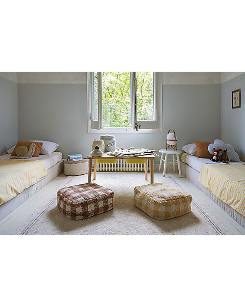 Lorena Canals Pouf Scacchi - Bianco e Caramello - Cotone - Little Chefs Collection Pouf