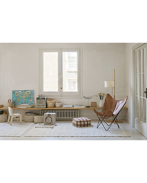 Lorena Canals Pouf Scacchi - Bianco e Caramello - Cotone - Little Chefs Collection Pouf