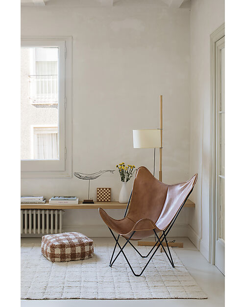 Lorena Canals Pouf Scacchi - Bianco e Caramello - Cotone - Little Chefs Collection Pouf