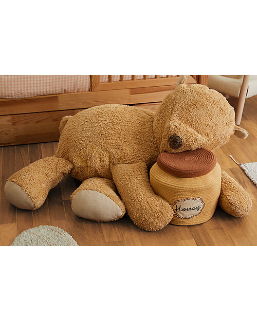 Lorena Canals Pouf - Sleepy Bear - Marrone - Cotone - Collezione Planet Bee - 30 x 100 x 70 cm Pouf