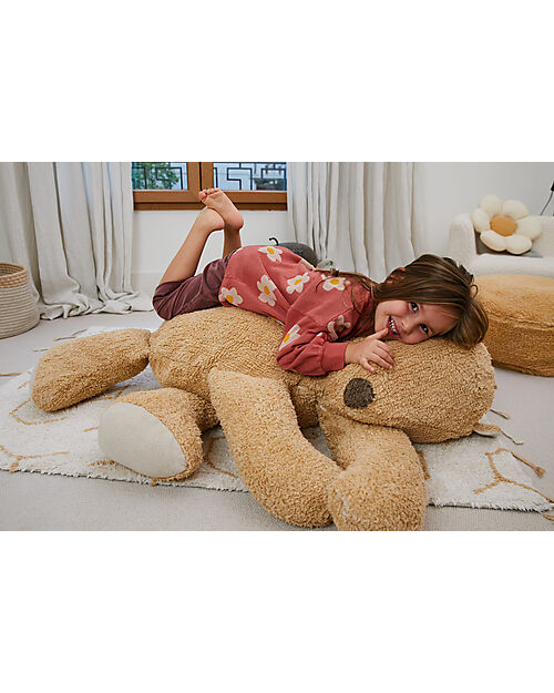 Lorena Canals Pouf - Sleepy Bear - Marrone - Cotone - Collezione Planet Bee - 30 x 100 x 70 cm Pouf
