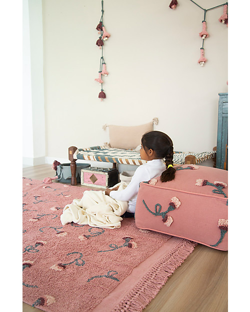 Lorena Canals Pouffe in cotone Giardino Inglese, Rosa Cenere - 54x54x27 cm Pouf