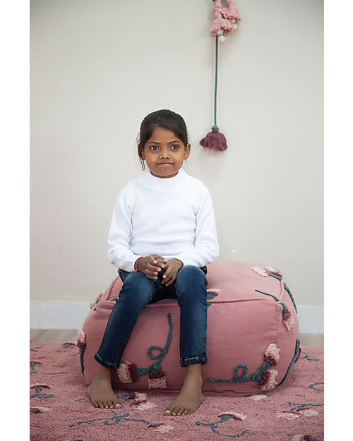 Lorena Canals Pouffe in cotone Giardino Inglese, Rosa Cenere - 54x54x27 cm Pouf