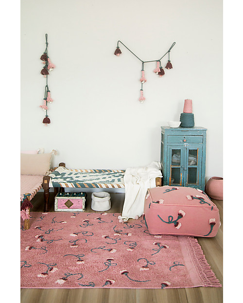 Lorena Canals Pouffe in cotone Giardino Inglese, Rosa Cenere - 54x54x27 cm Pouf