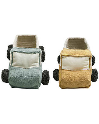 Lorena Canals Set di Mini Cestini - Camion - Eco City - Grigio/Blu/Miele - Cotone Contenitori Portaoggetti