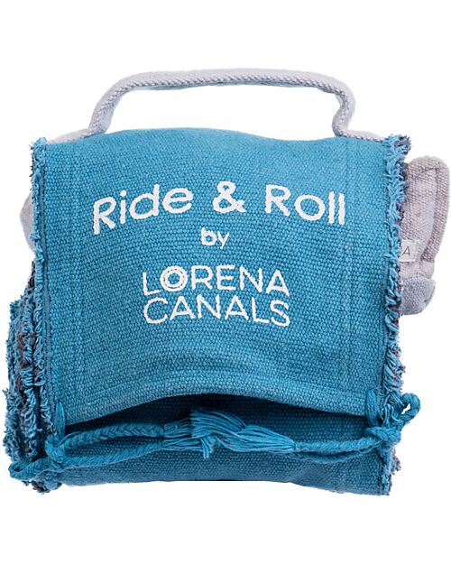 Lorena Canals Set Ride & Roll Airplane - Aereo + Pista - Grigio/Azzurro/Verde - Pista Lunga 4 Metri Tappeti Gioco