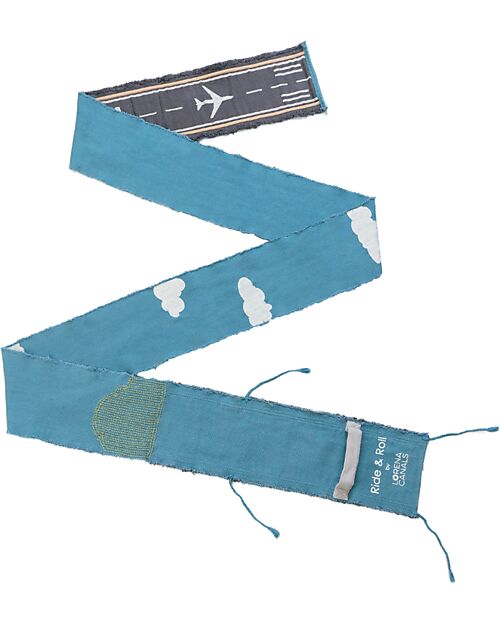 Lorena Canals Set Ride & Roll Airplane - Aereo + Pista - Grigio/Azzurro/Verde - Pista Lunga 4 Metri Tappeti Gioco