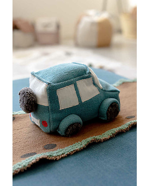 Lorena Canals Set Ride & Roll Safari - Jeep + Pista - Eco City - Blu/Caramello/Rosso - Pista lunga 4 metri! Tappeti Gioco