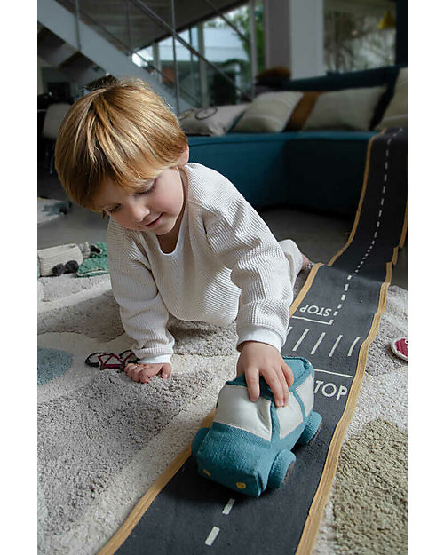 Lorena Canals Set Ride & Roll Safari - Jeep + Pista - Eco City - Blu/Caramello/Rosso - Pista lunga 4 metri! Tappeti Gioco