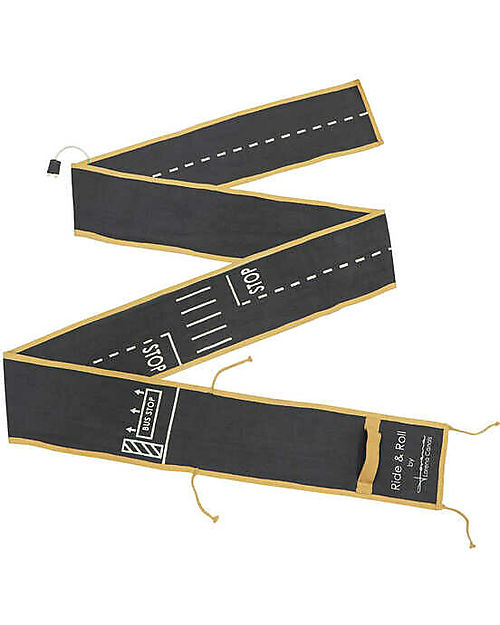 Lorena Canals Set Ride & Roll School Bus - Bus + Pista - Eco City - Miele/Grigio/Rosso - Pista lunga 4 metri! Tappeti Gioco