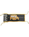Lorena Canals Set Ride & Roll School Bus - Bus + Pista - Eco City - Miele/Grigio/Rosso - Pista lunga 4 metri! Tappeti Gioco