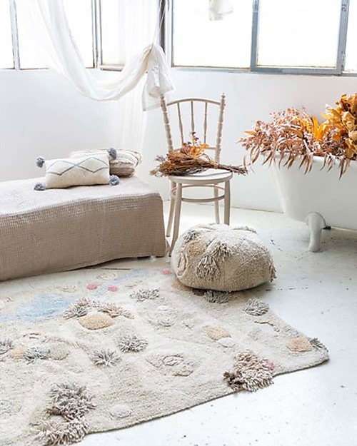 Lorena Canals Tappeto Gioco Lavabile Path - Natural - Cotone Naturale (120x160 cm) Pouf