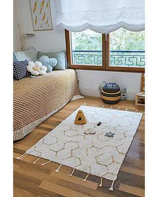 Lorena Canals Tappeto Gioco - Pollination - Avorio - Cotone - Collezione Planet Bee - 90 x 130 cm Tappeti Arredo