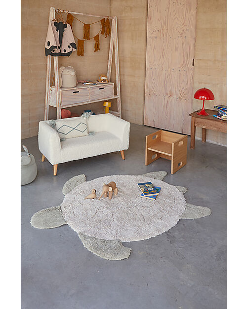 Lorena Canals Tappeto Gioco - Sea Turtle - Verde Oliva - Cotone - Sea Wonders Collection - 110 x 130 cm Tappeti Arredo