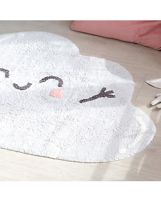 Lorena Canals Tappeto Lavabile a Forma di Nuvoletta Happy Cloud - 100% cotton (85x120 cm) Tappeti Arredo