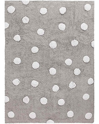 Lorena Canals Tappeto Lavabile a Pois, Grigio - 100% Cotone (120cm x 160cm) Tappeti Arredo
