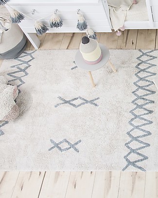 Lorena Canals Tappeto Lavabile Atlas Natural - Vintage Blue - 100% Cotone (120 x 160 cm) Tappeti