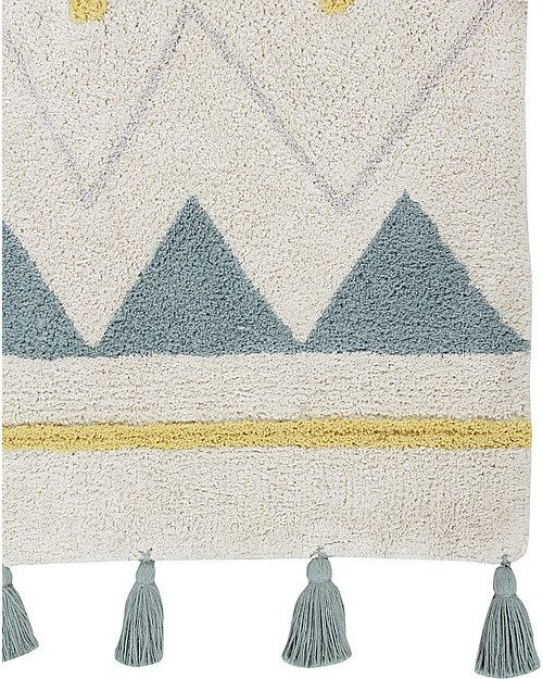 Lorena Canals Tappeto Lavabile Azteca, Panna/Azzurro Vintage, 100% Cotone (140x200 cm) Tappeti Arredo