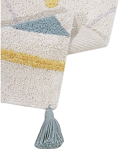 Lorena Canals Tappeto Lavabile Azteca, Panna/Azzurro Vintage, 100% Cotone (140x200 cm) Tappeti Arredo