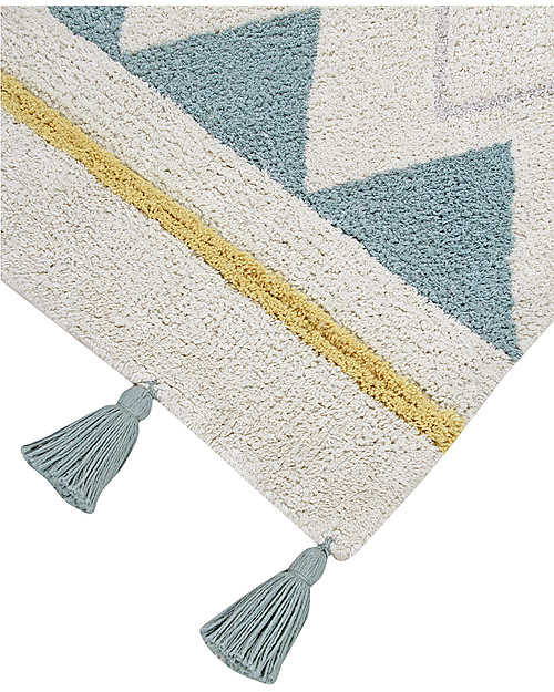 Lorena Canals Tappeto Lavabile Azteca, Panna/Azzurro Vintage, 100% Cotone (140x200 cm) Tappeti Arredo