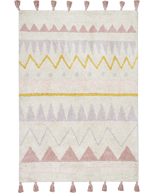 Lorena Canals Tappeto Lavabile Azteca, Panna/Rosa Vintage, 100% Cotone (120x160 cm) Tappeti Arredo
